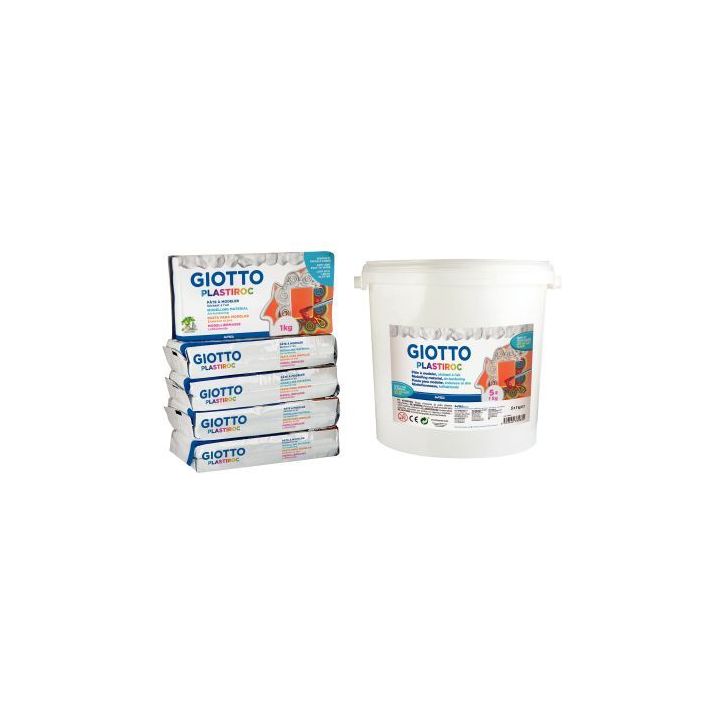 Seau de 5 pains de 1kg de pâte à modeler autodurcissante Plastiroc blanche F33583 PLASTIROC GIOTTO