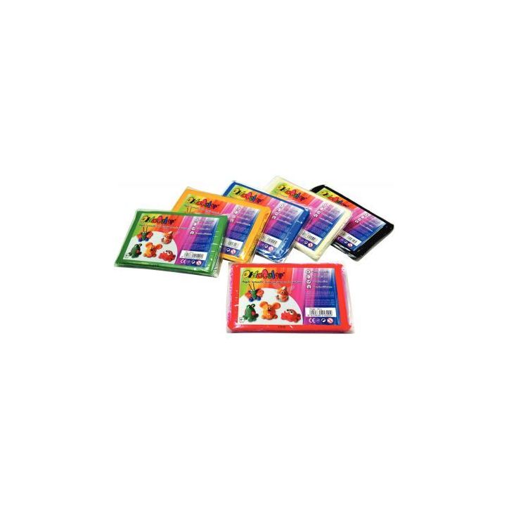 Lot de 6 pains de 500 g d'argile DIDACOLOR couleurs vives assorties : rouge, vert, bleu, jaune, noir et blanc (...)