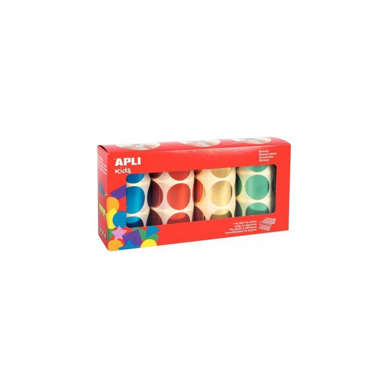 Achetez Lot de 4 rouleaux de gommettes rondes XL Ø33mm métal assorties 18400 APLI KIDS APLI pas ch..