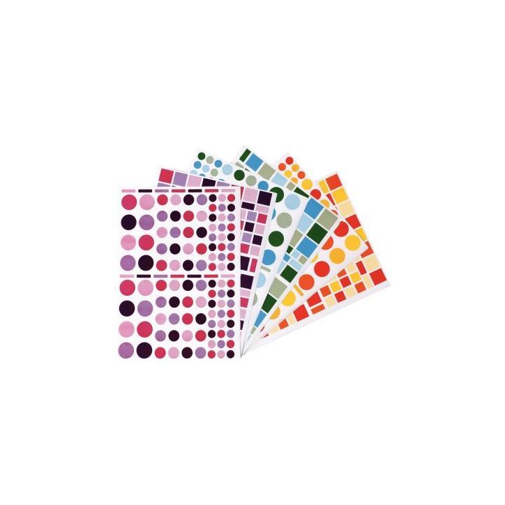 Pochette de 6900 gommettes  camaïeu géométriques adhésives repositionnables formes et couleurs assorties 1(...)
