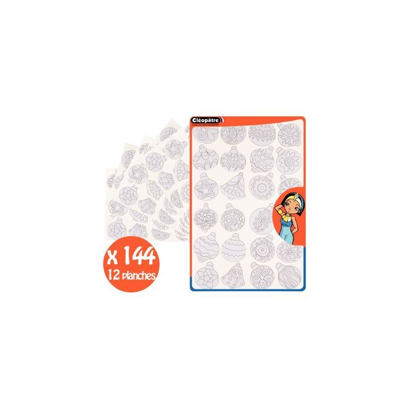 Achetez Pochette de 144 gommettes boules de Noël à colorier GS31/12 CLEOPATRE pas cher sur Ma Rent..