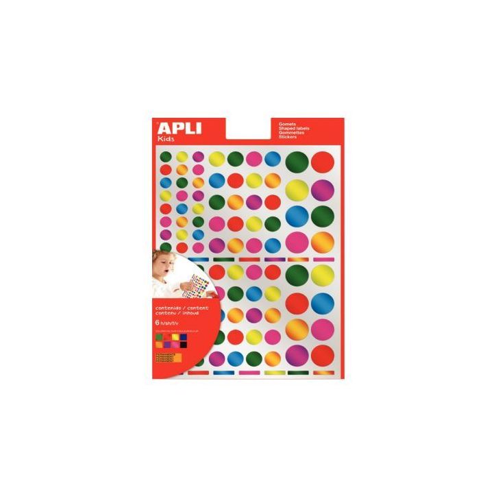 Pochette de 624 gommettes rondes métallisées couleurs assorties 13529 AGIPA