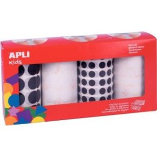 Achetez Lot de 4 rouleaux de gommettes rondes Ø 10.5 et 20mm noir et blanc 18343 APLI KIDS APLI pas..