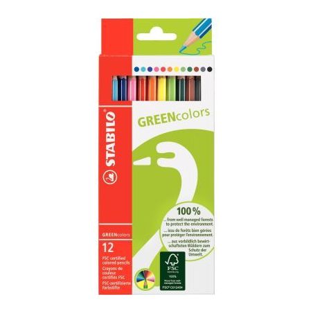 Achetez Etui de 12 crayons de couleur Greencolors  assortis 6019/2-121 STABILO pas cher sur Ma Rentr..