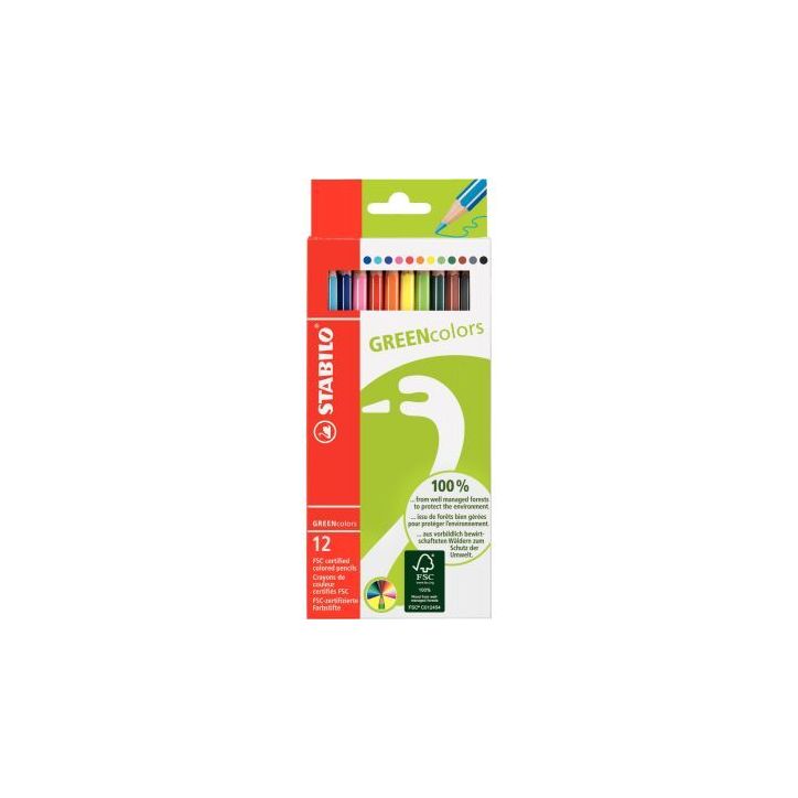 Etui de 12 crayons de couleur Greencolors  assortis 6019/2-121 STABILO