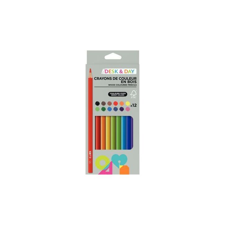 Etui de 12 crayons de couleurs assorties FCG000092 JPC