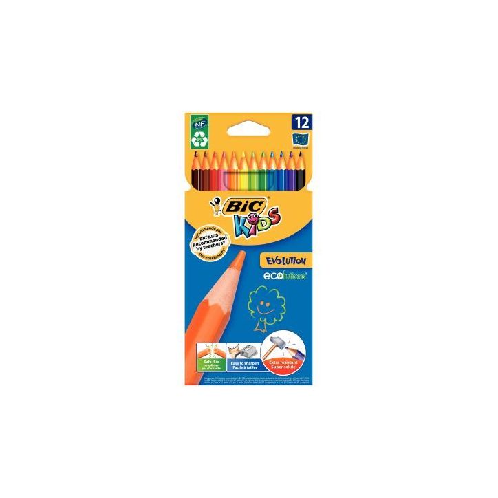 Lot de 12 pochettes de 12 crayons de couleur Évolution dont 3 gratuites 8299892 EVOLUTION BIC