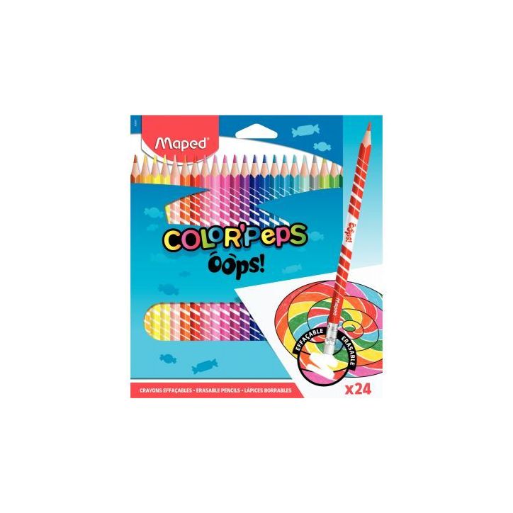 Pochette de 24 crayons de couleur Oops effaçable 832824 MAPED