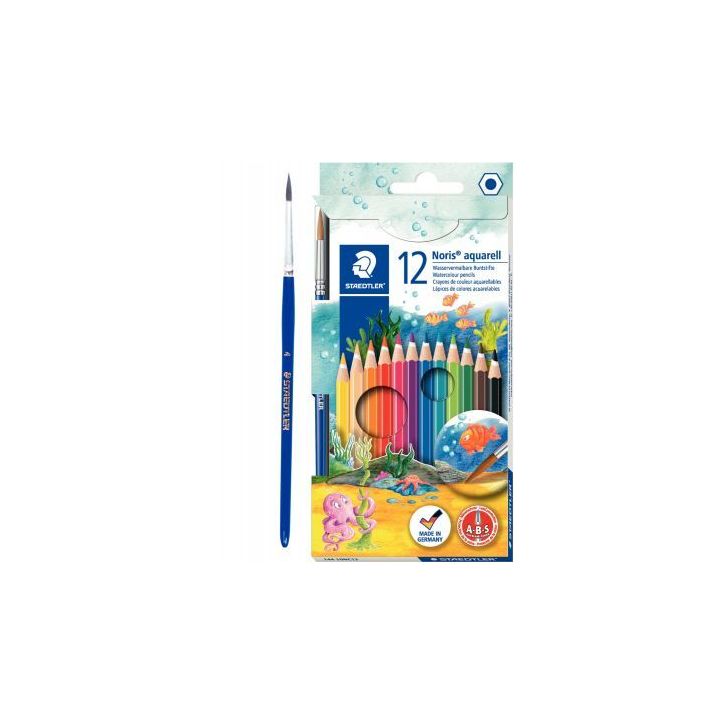 Etui de 12 crayons de couleur Noris Club aquarell assorties + 1 pinceau gratuit 144 10NC12 NORIS STAEDTLER