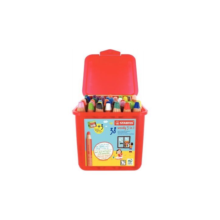 Classpack de 38 crayons de couleur Woody + 3 taille-crayons F54456 STABILO