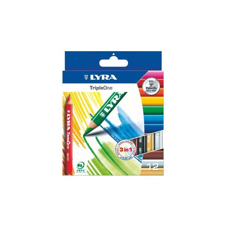 Etui carton de 12 crayons Triple One 6,25mm assorties L3641121 LYRA