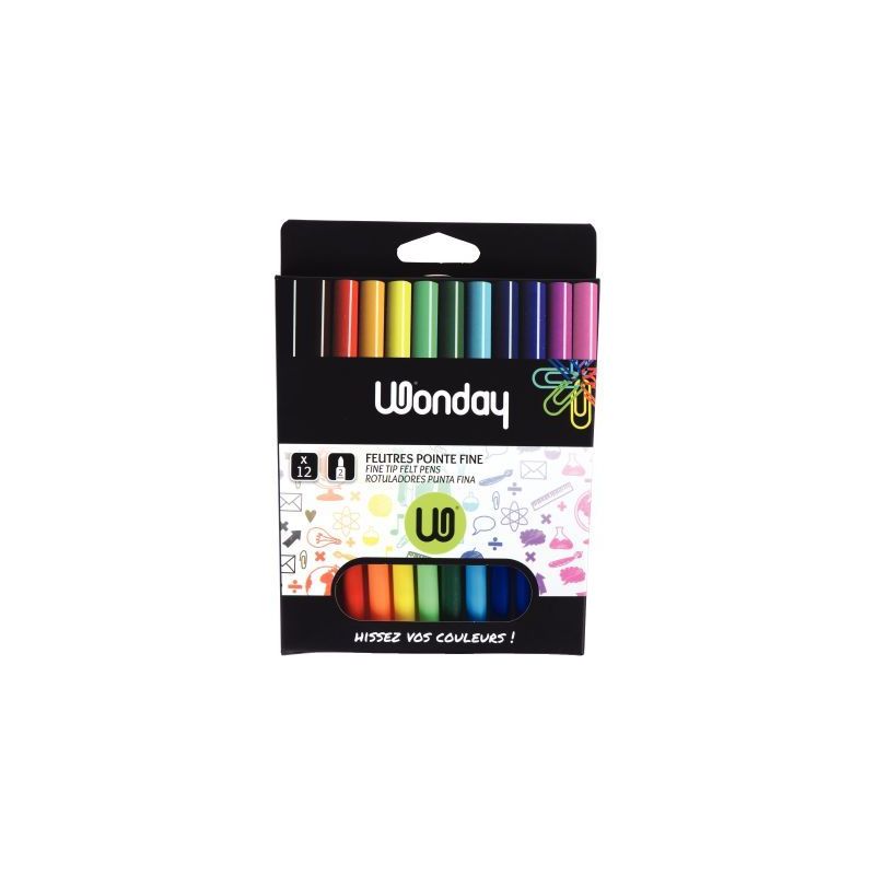 Achetez Pochette de 12 feutres de coloriage couleurs assorties pointe fine FCG110092 JPC pas cher su..