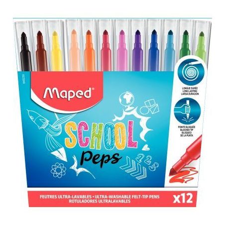 Achetez Pochette de 12 feutres School Peps 845230 MAPED pas cher sur Ma Rentrée Scolaire
