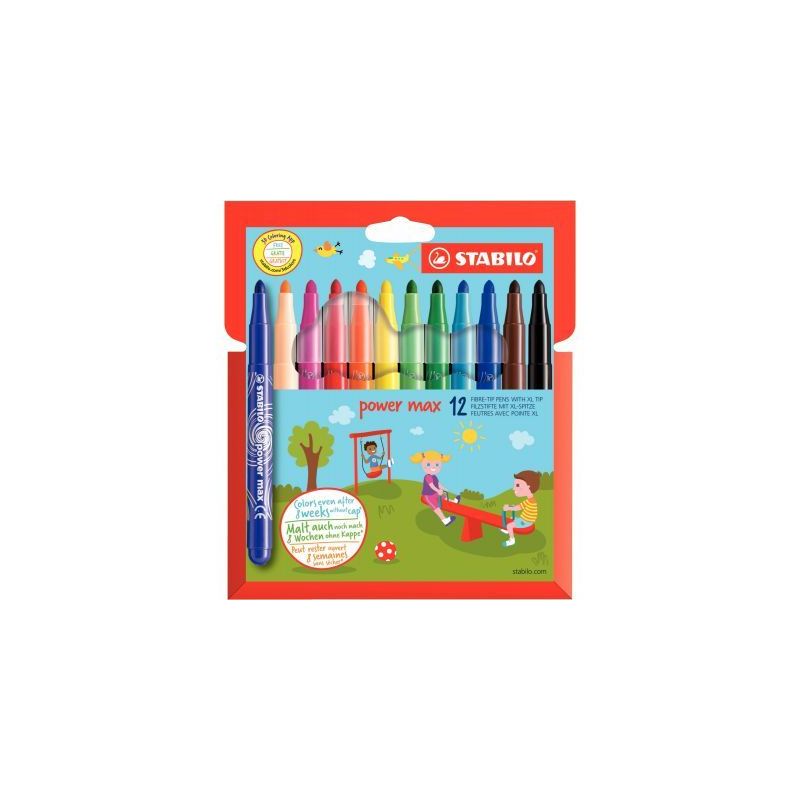 Achetez Pochette 12 feutres pointe large Power Max assortis 980/12-01 STABILO pas cher sur Ma Rentr ..