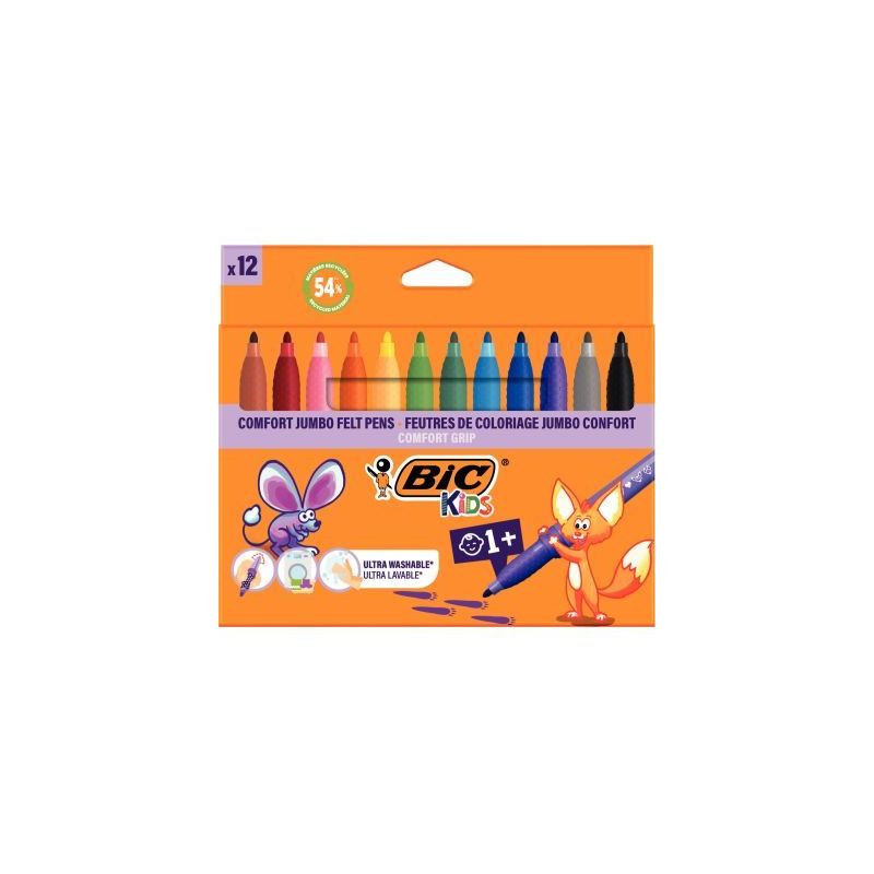 Achetez Etui de 12 feutres Confort Jumbo assortis 517250 BIC pas cher sur Ma Rentrée Scolaire