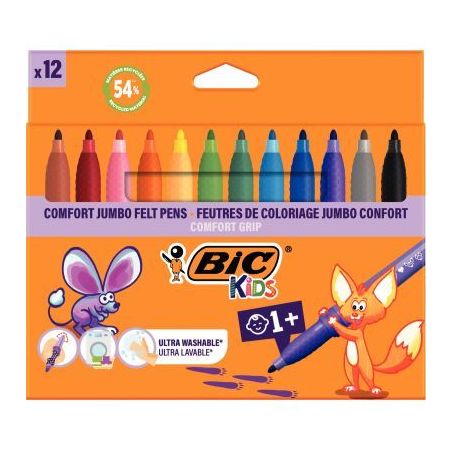 Achetez Etui de 12 feutres Confort Jumbo assortis 517250 BIC pas cher sur Ma Rentrée Scolaire
