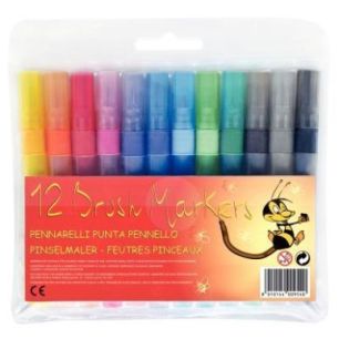 Achetez Pochette de 12 feutres pinceau pointe moyenne assortis MJ60420200 pas cher sur Ma Rentrée S..