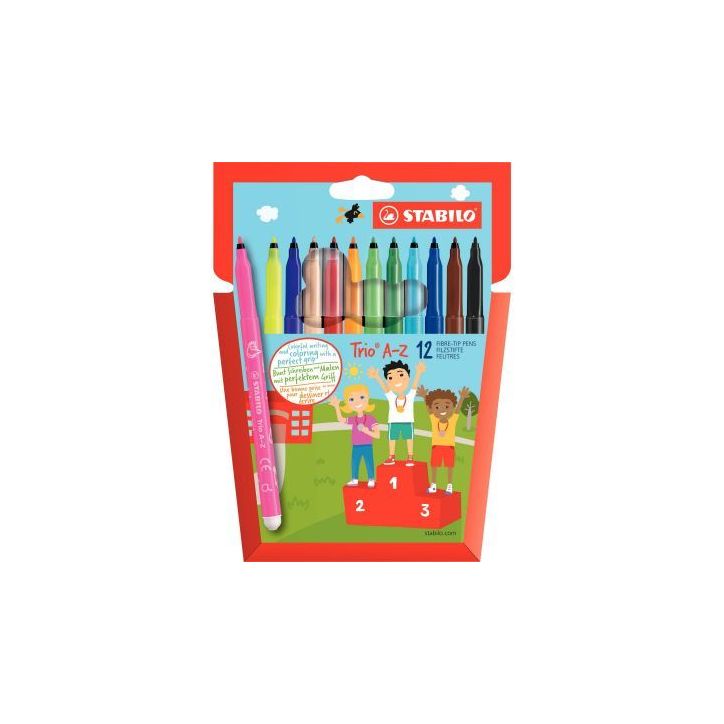 Lot de 12 pochettes de 12 feutres Trio A-Z dont 2 gratuites LOT INTERNE STABILO