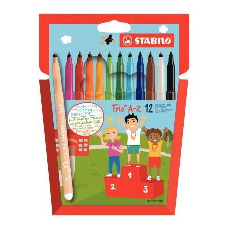 Achetez Pochette de 12 feutres Trio A-Z pointe moyenne assortis F378/11-12-04 STABILO pas cher sur M..