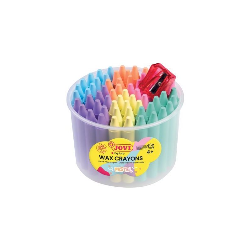Achetez Pot de 60 crayons de cire pastel assortis + 1 taille crayon 980/60P JOVI pas cher sur Ma Ren..