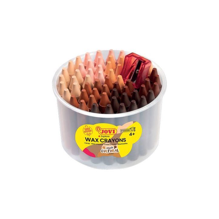 Pot de 60 crayons de cire tons peaux + 1 taille crayon 980/60M JOVI