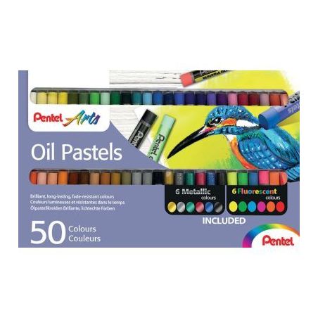 Achetez Boîte de 50 pastels à l'huile PHN classique fluo et métal PHN-MF50U PENTEL pas cher sur M..