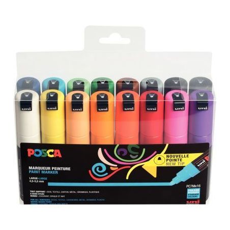 Achetez Pochette de 16 marqueurs Posca ogive large PC7M/16A ASS31 POSCA UNIBALL pas cher sur Ma Rent..