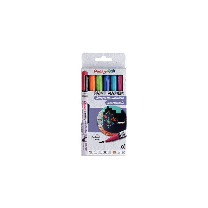Achetez Pochette de 6 marqueurs peinture fun assortis MSP10/6FUNNY PENTEL pas cher sur Ma Rentrée S..