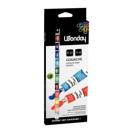 Achetez Boîte de 12 tubes 12ml de gouache en pâte, couleurs assorties APN400192 WONDAY pas cher su..