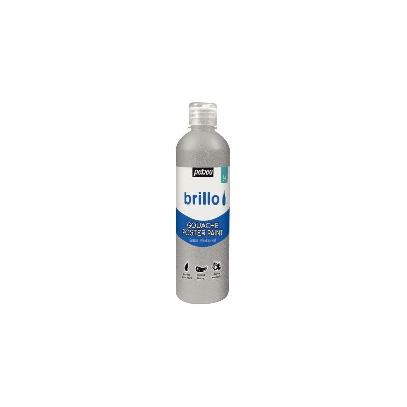 Achetez Flacon 500 ml de gouache brillante BRILLO argent 384514 BRILLO PEBEO pas cher sur Ma Rentré..