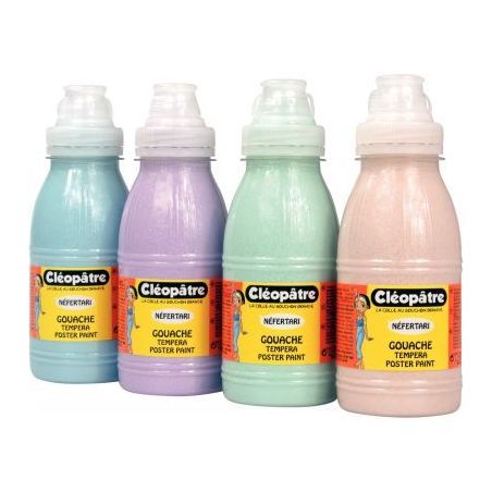 Achetez Carton de 4 flacons 500ml de peinture pailletée, coloris pastel assortis PP500X4P CLEOPATRE..