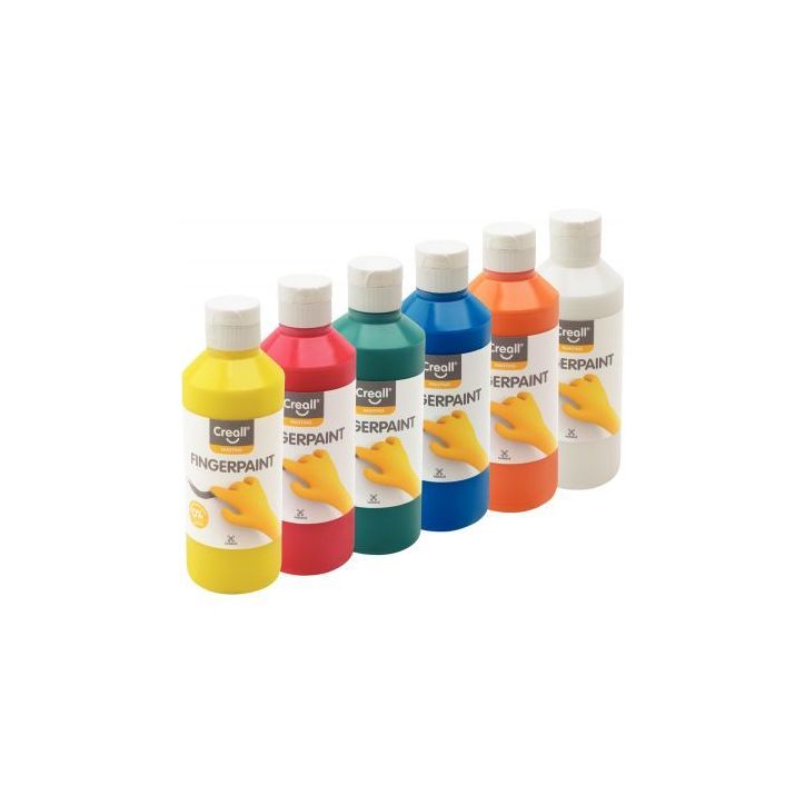 Carton de 6 flacons 250ml de gouache aux doigts assortis 07835 CREALL