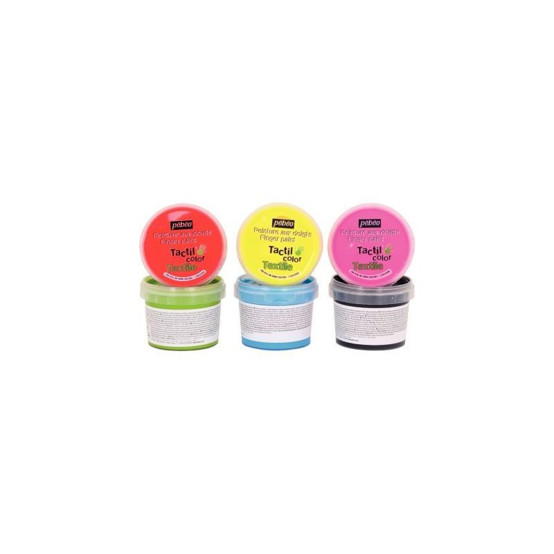 Achetez Lot de 6 pots 100ml de peinture aux doigts pour textile, assortiment 1 634110 TACTIL COL PEB..