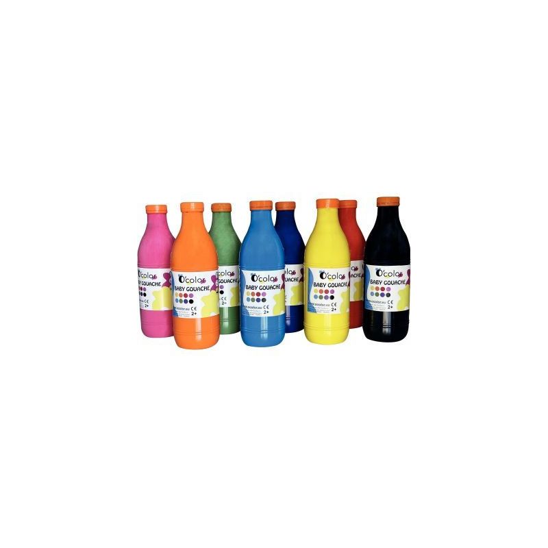 Achetez Lot de 8 flacons 1 litre gouache baby assortis 2095 O'COLOR pas cher sur Ma Rentrée Scolair..