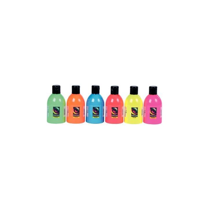Lot de 6 flacons de 250ml de peinture vinylique plastifiante couleurs fluo assorties SP6250F