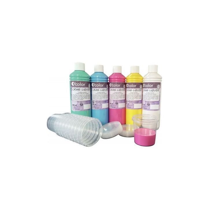 Lot de 5 flacons 500ml de peinture craie liquide 1999 O'COLOR