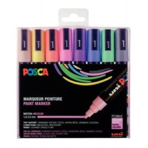 Achetez Pochette de 8 marqueurs posca pointe moyenne ogive pastel PC5M/8A ASS25 POSCA UNIBALL pas ch..
