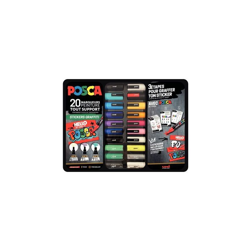 Achetez Mallette de 20 Posca Graffiti MPOSCAMETAL/20017 POSCA UNIBALL pas cher sur Ma Rentrée Scola.. Achetez Mallette de 20 Posca Graffiti MPOSCAMETAL/20017 POSCA UNIBALL pas cher sur Ma Rentrée Scola..