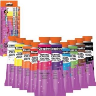 Achetez Boite de 10 tubes de peinture Acrylique 10ML coloris assortis BL10PAM10 CLEOPATRE pas cher s..