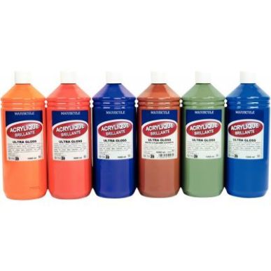 Achetez Lot de 6 flacons 1litre acrylique majuscule ultra gloss 1887 MAJUSCULE pas cher sur Ma Rentr..