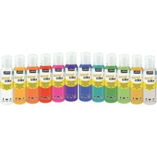 Achetez Carton de 12 flacons 150 ml de peinture ACRYLCOLOR couleurs pailletées assorties 364194 ACR..