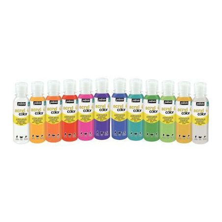 Achetez Carton de 12 flacons 150 ml de peinture ACRYLCOLOR couleurs pailletées assorties 364194 ACR..