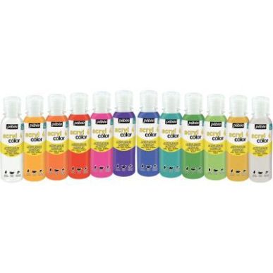 Achetez Carton de 12 flacons 150 ml de peinture ACRYLCOLOR couleurs pailletées assorties 364194 ACR..