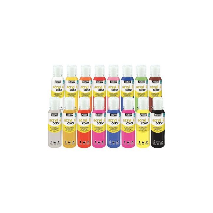 Kit découverte de 16 flacons 150 ml de peinture acrylique ACRYLCOLOR 364193 ACRYLCOLOR PEBEO