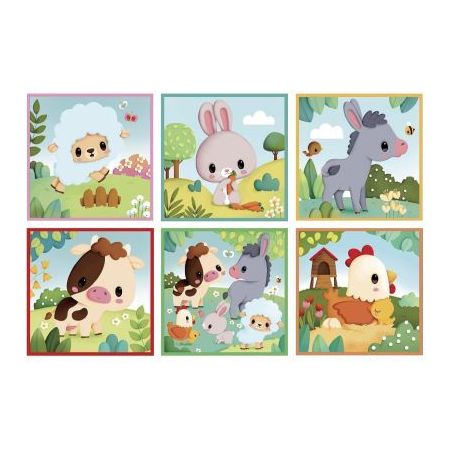 Achetez Boite de 9 cubes puzzles en carton, animaux de la ferme J03329 JANOD pas cher sur Ma Rentré..