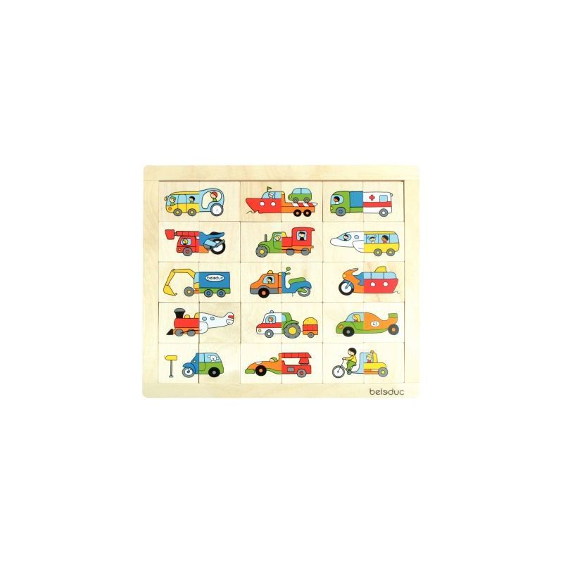 Achetez Encastrement en bois 30 pièces, drôles de véhicules 11007 BELEDUC pas cher sur Ma Rentré..