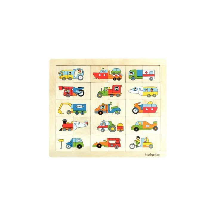Encastrement en bois 30 pièces, drôles de véhicules 11007 BELEDUC
