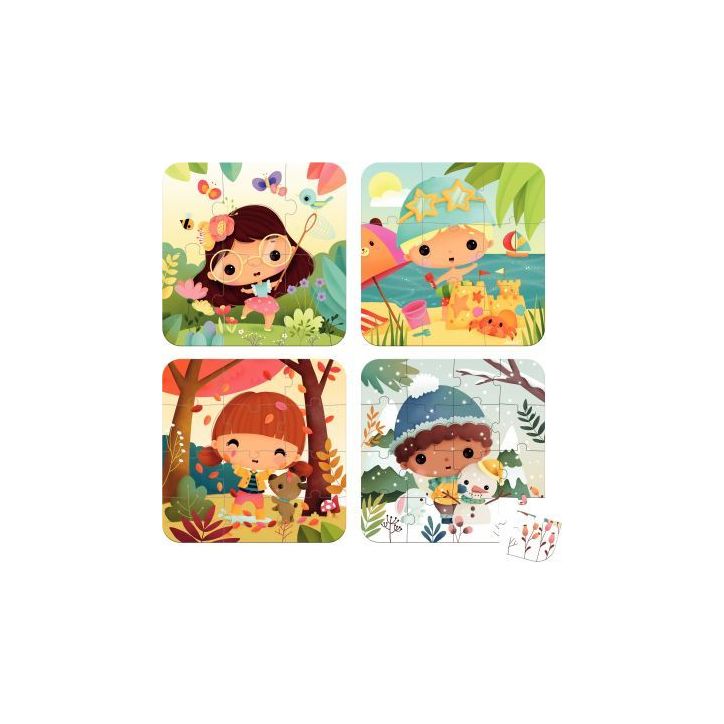 Boite de 4 puzzles progressifs, les 4 saisons J02542 JANOD