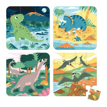 Achetez Boite de 4 puzzles progressifs, les dinosaures J02541 JANOD pas cher sur Ma Rentrée Scolair..