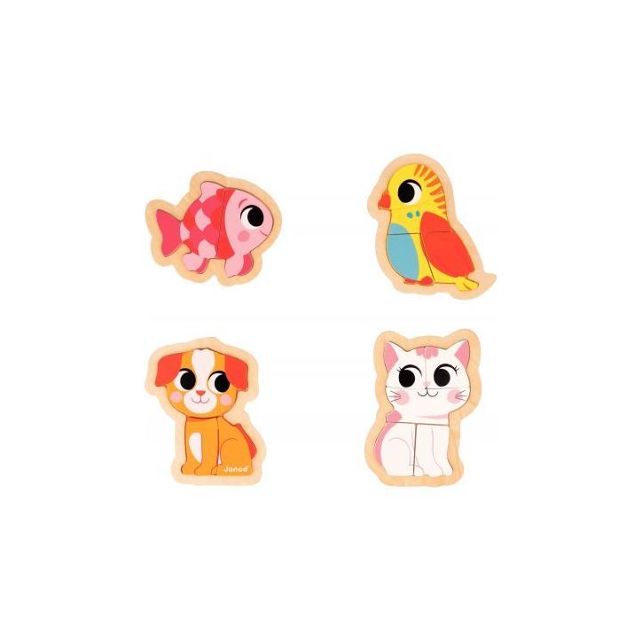 Boite de 4 puzzles contour évolutifs, les animaux domestiques J07115 JANOD
